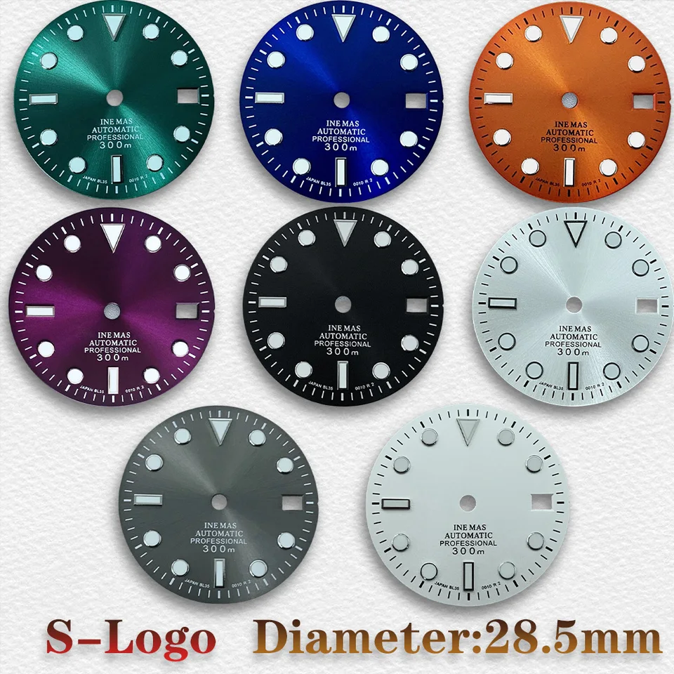 Nové 28,5 mm S logo NH35/NH36/4R/7S Sub Sunburst Dial Hnutie