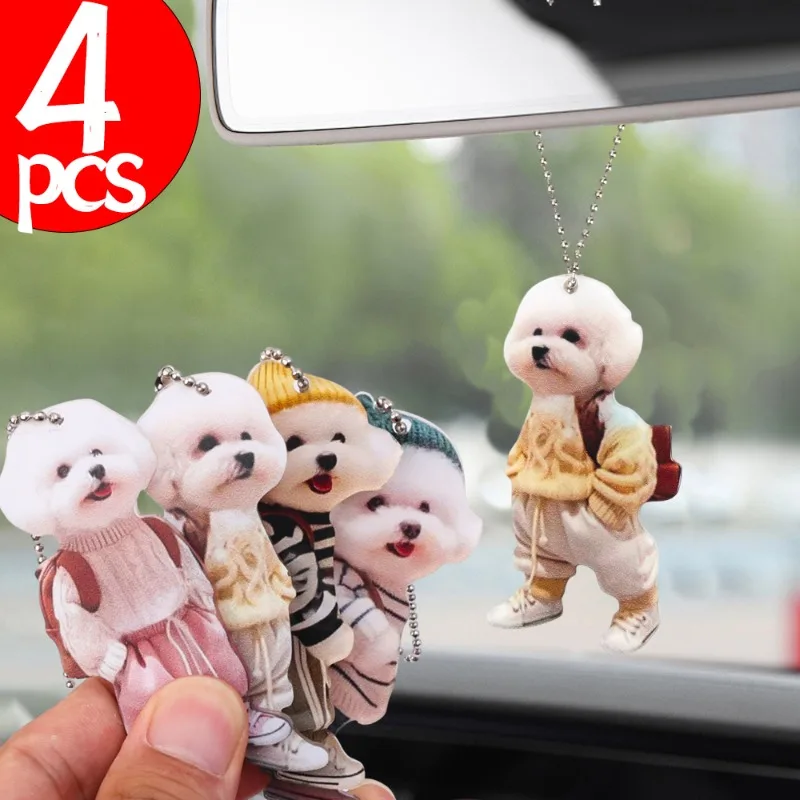 Nové 2D šteniatko Animal Acryl Car Ornament Creative Keychain Batoh visiaci kľúče prívesok roztomilý Desdy Dog Decor Doplnky