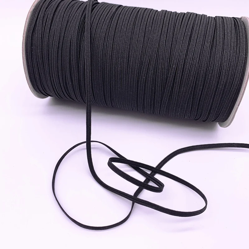 Nové 3-12 mm 5 yardov/veľa čiernych vysokých elastických pásov Spool šijací pás Plochá elastická šnúra Čierne DIY ručné príslušenstvo