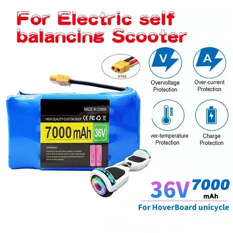 Nové 36V 4400 mAh 7000 mAh Nabíjateľné lítiové batérie pre elektrické vyváženie kolobežky Uninycle Battera