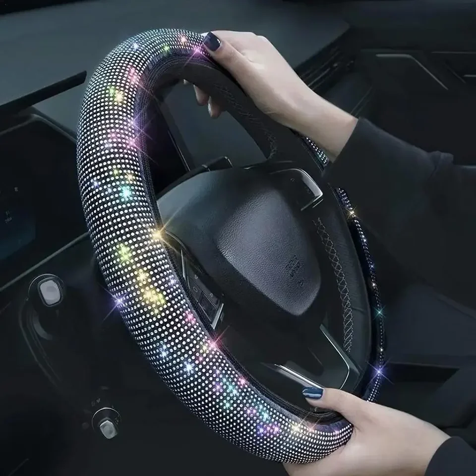 Nové 37-39 cm Univerzálne kryt volantu pre ženy pre ženy Dievčatá automatický interiér bling ružové ozdobné doplnky pre ženy dievča
