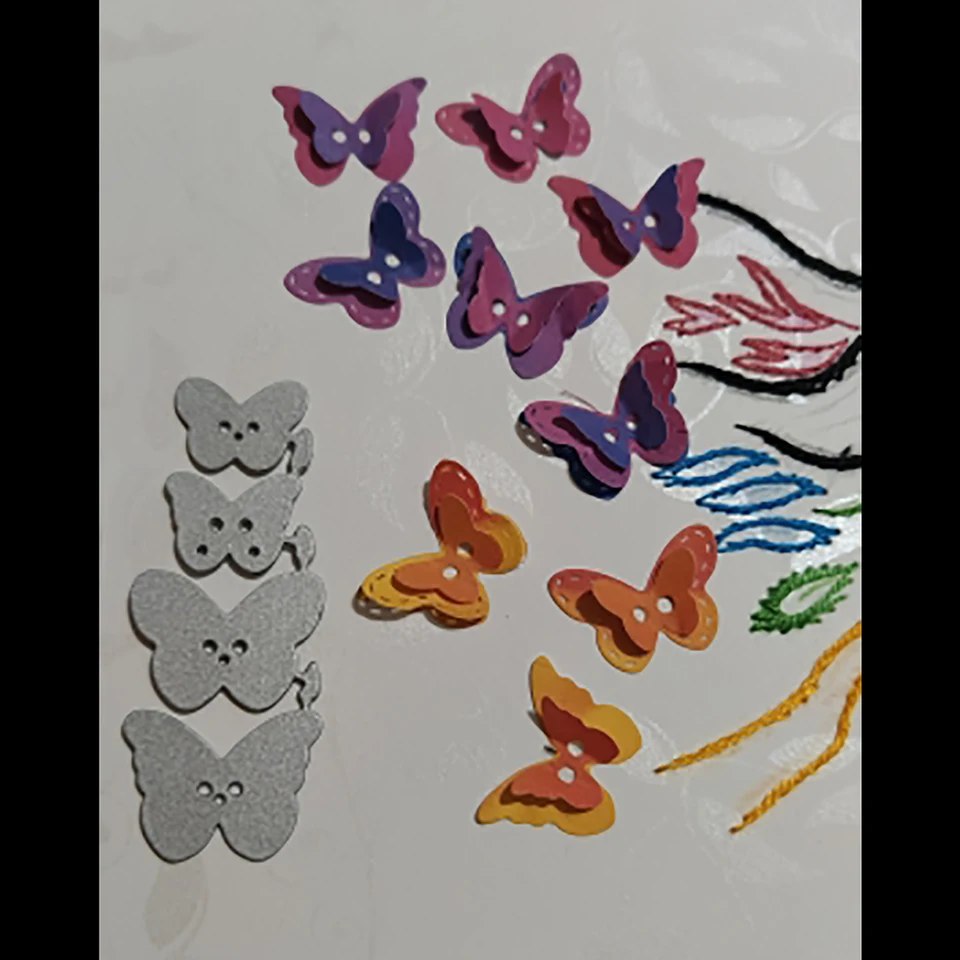 Nové 4-dielne set gombíky Butterfly Craft Die Metal Cutting Die Scrapbook Stamp Paper Paper Card Razing Die New DIY Die