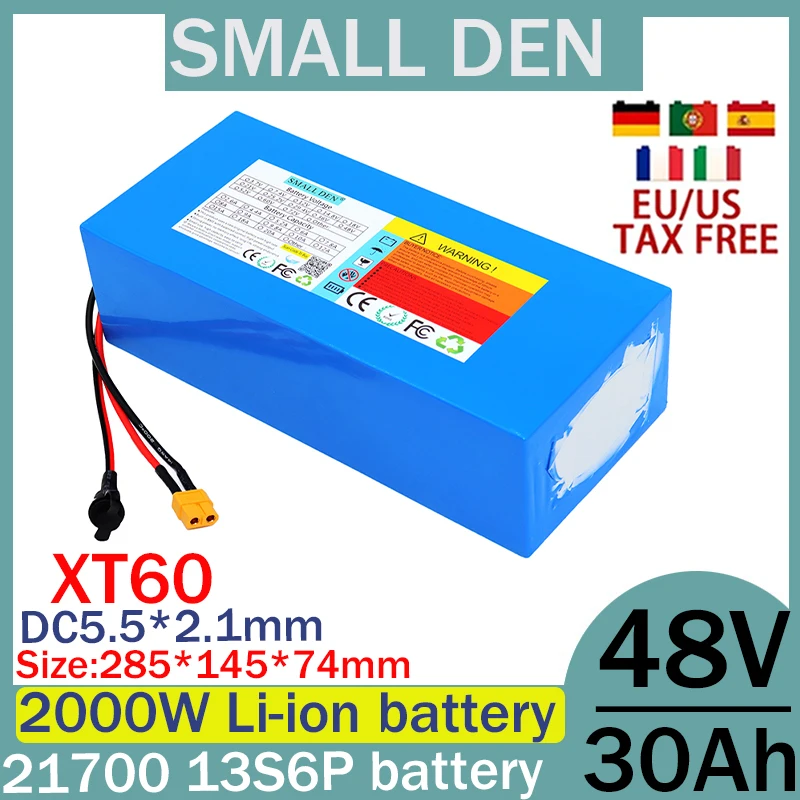 Nové 48V 30AH 21700 13S6P Littium Battera Balíček 750 W 1000 W 2000W BATÉRIA SVELUJÚCE SPLAVNÉ VOZIDLO ELEKTRICKÉ VOZIDLO