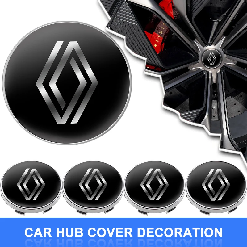 NOVÉ 4KS 56 mm automobilové krycie nálepky na krycie nábojov pre Renault Megane 2 3 4 Twingo Clio Talisman Captur Trafic Scenic 2