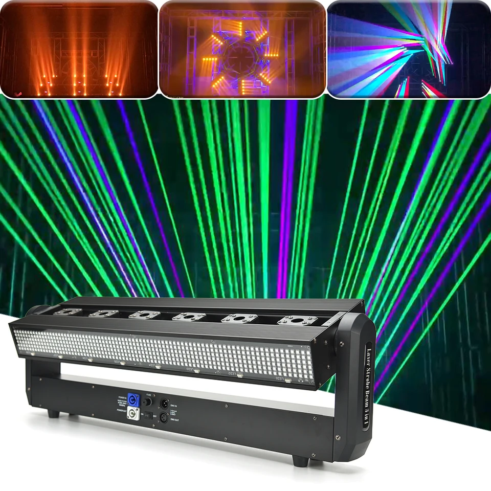 Nové 6 očí RGB Laser Strobe Beam 3in1 Light Disco Running Horse Strobe Party KTV Sacnning LED lúč laserové svetlo pre DJ Club Bar