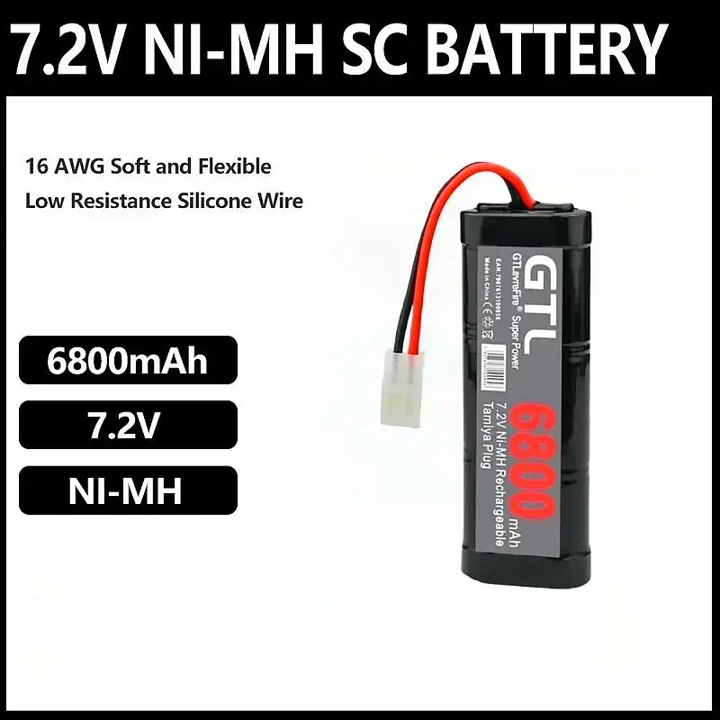 NOVÉ 7,2 VBATTERY 6800MAH NIMH BATKELIES BATKY PRE RC Car Buggy Boat Tank 7.2V NI-MH Baterias s konektormi Tamiya
