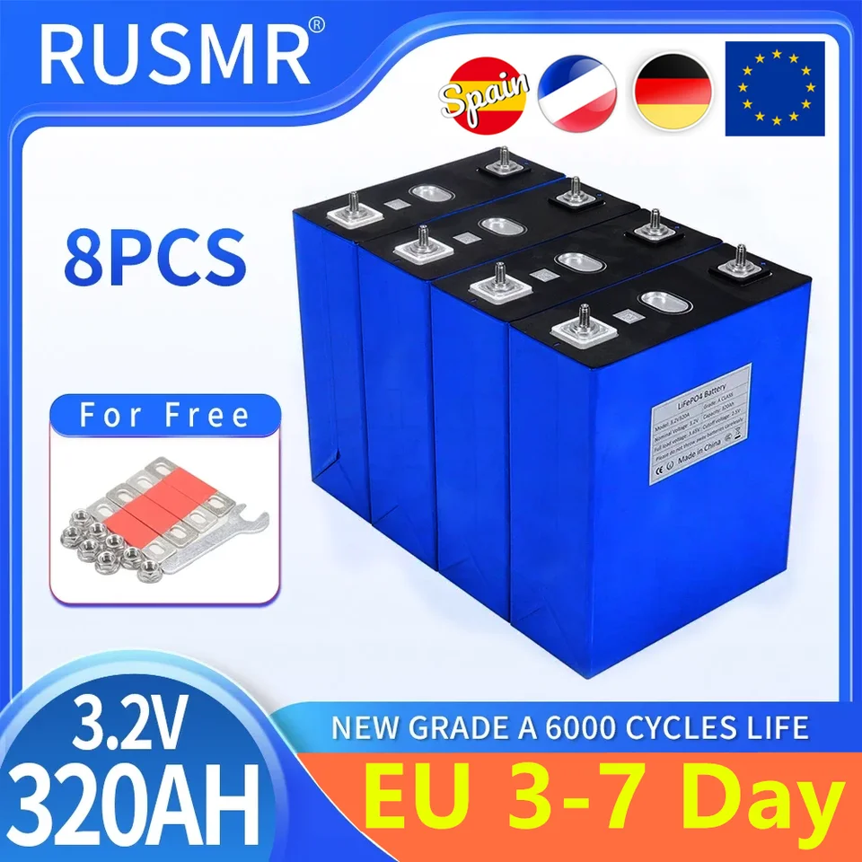 Nové 8ks 3,2V 320AH LifePO4 lítium fosforečnanu batéria DIY 12V 24V 36V 48V GRADE A LOD GOLF CART nabíjateľnú daň z bunky zadarmo