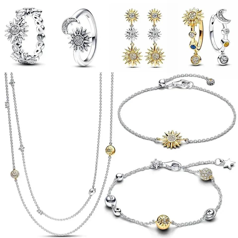 Nové 925 Sterling Silver Pretty šumivé náušnice slnečného mesiaca