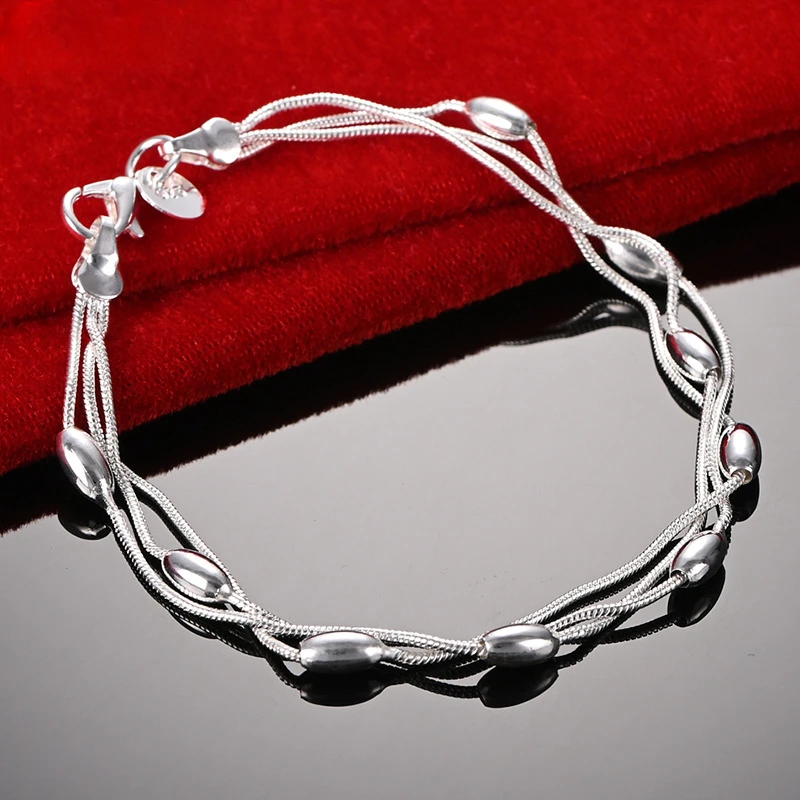 Nové 925 Sterling Silver Round Ruads náramky pre ženy pre ženy módne dizajn viacvrstvové línie kúzla náramky Originálne šperky