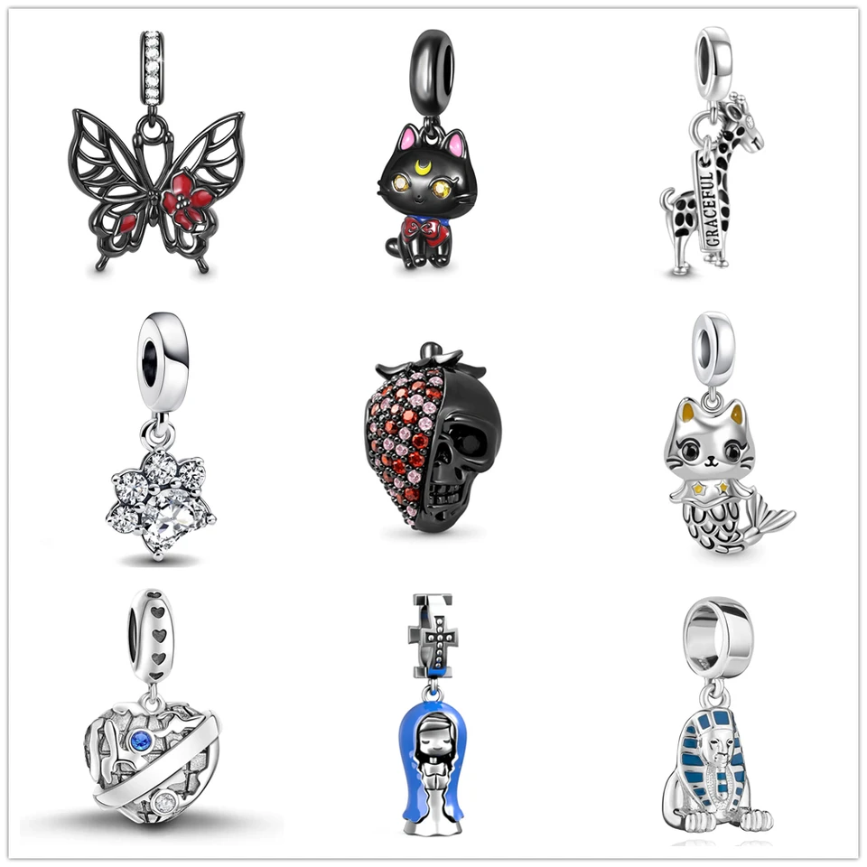 Nové 925 Sterling Silver You Are Celý môj svet žirafia Mermaid Cat Cat DIY Charm Fit Fit Original Pendant Charms náramok