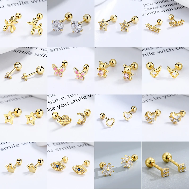 Nové 925 strieborné ihlové tragus piercing Helix Studs náušnice pre ženy 2ks