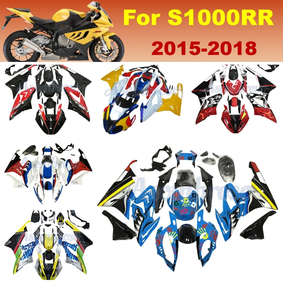 Nové ABS Fairing Fit for BMW S1000RR 2015 2016 Blue Shark Cowling Set 2017 2018 MotoCycle Plné kapotáž