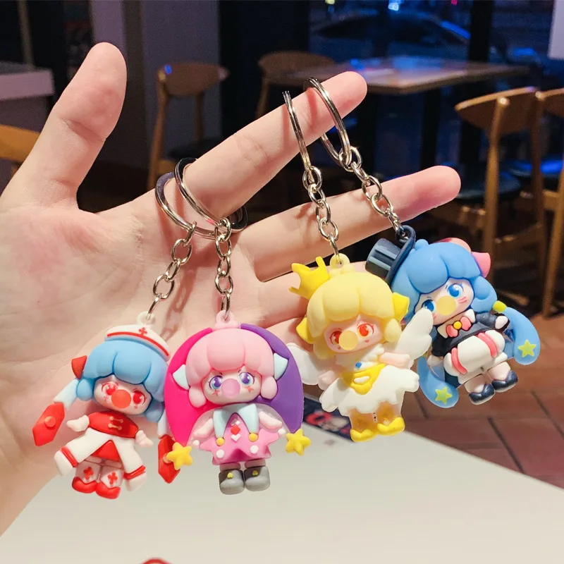Nové anime malé dievčatko Keychain Kawaii Elf Doll Cartoon Color PVC Model prívesok roztomilé dievčatko Klávesové deti Darčeky