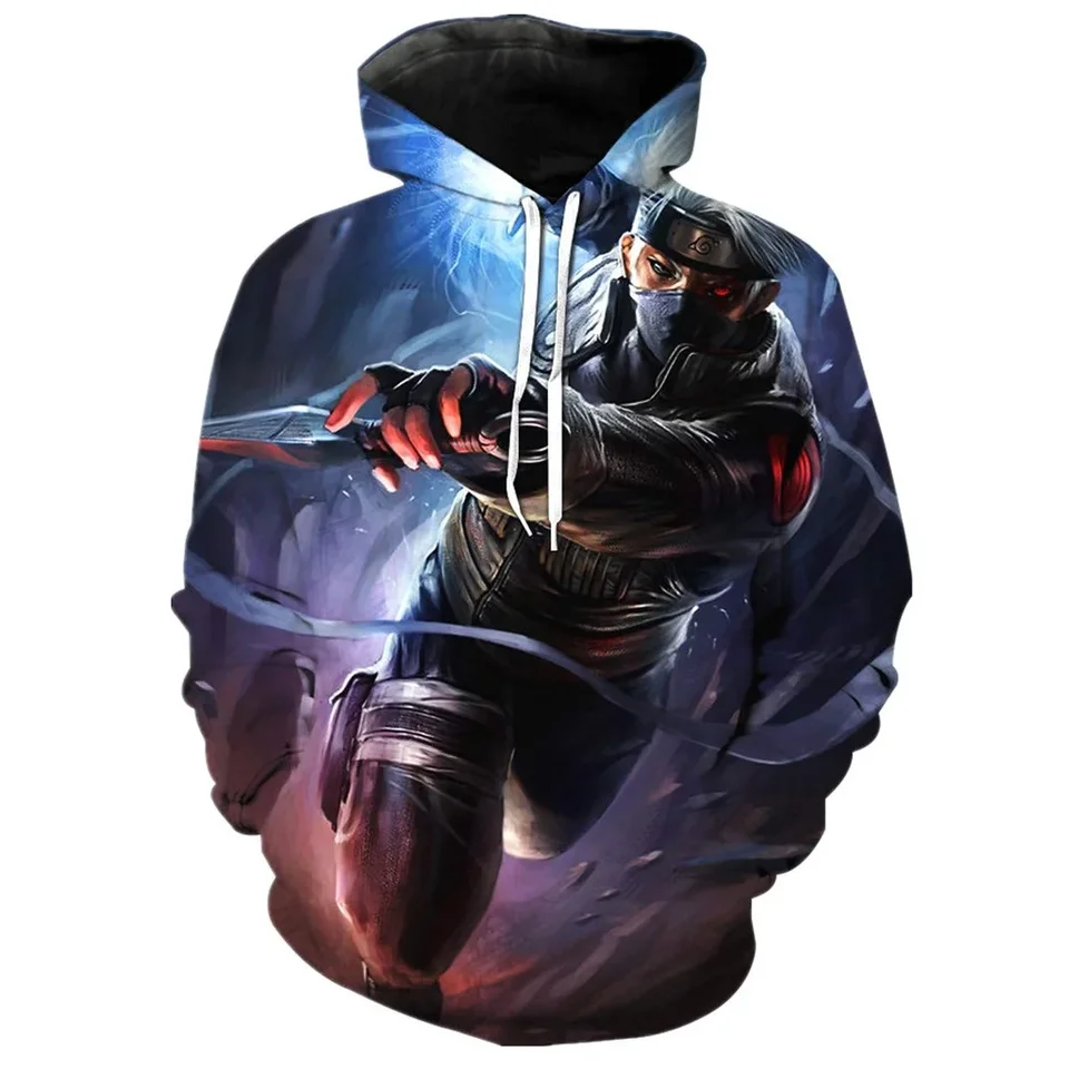 Nové anime Naruto Pánska mikina 3D tlač Kakashi Pattern Pullover Streetwear módne hip hop hip hop Dail