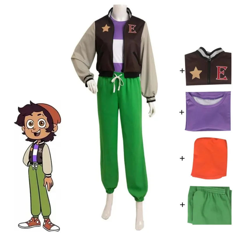 Nové anime The Owl House Light Noceda Cosplay kostým dospelých dospelých dieťa Halloween zips Up Baseball bunda mikina zelené nohavice obleky wx