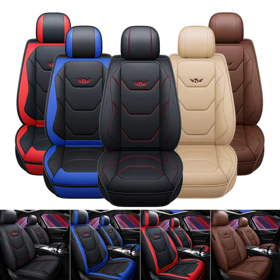 Nové autosedačky pokrývajúce plné súpravy Univerzálne fit chrániče sedadiel PU kožené automobily Automobily chrbta chrbta Automatické interiérové ​​doplnky