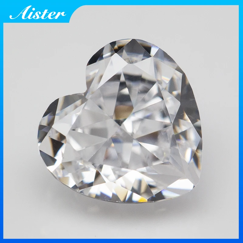 Nové biele srdce rozdrvené ľadom rezané kubické zirkónia s vysokým obsahom uhlíka Diamond Cz Gemstone 4K Cut 5A+ Kvalita pre výrobu šperkov