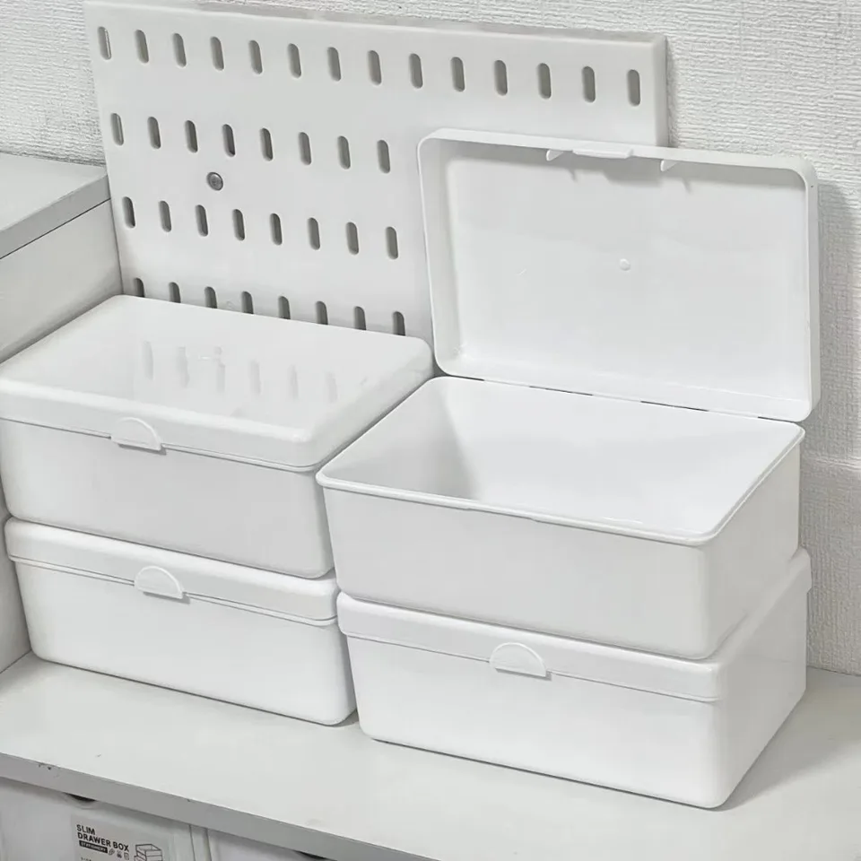 Nové biele úložné skrinky Dustodopovou plastou Plasty Photo Collect Box Flip Cover Organizátor Box Stackery,