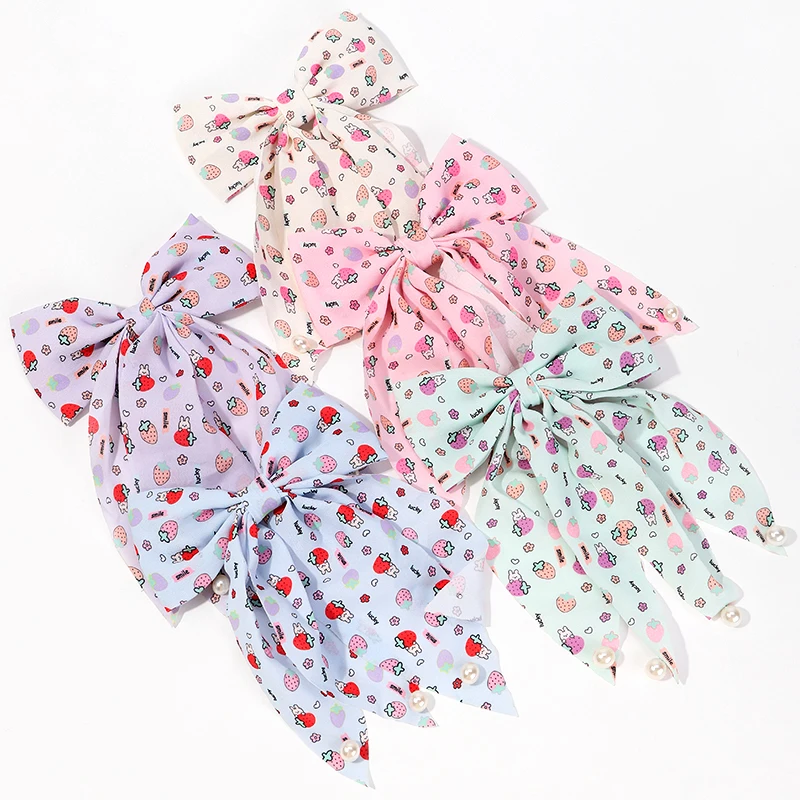 Nové bowknot stuhy Jahody na vlasy