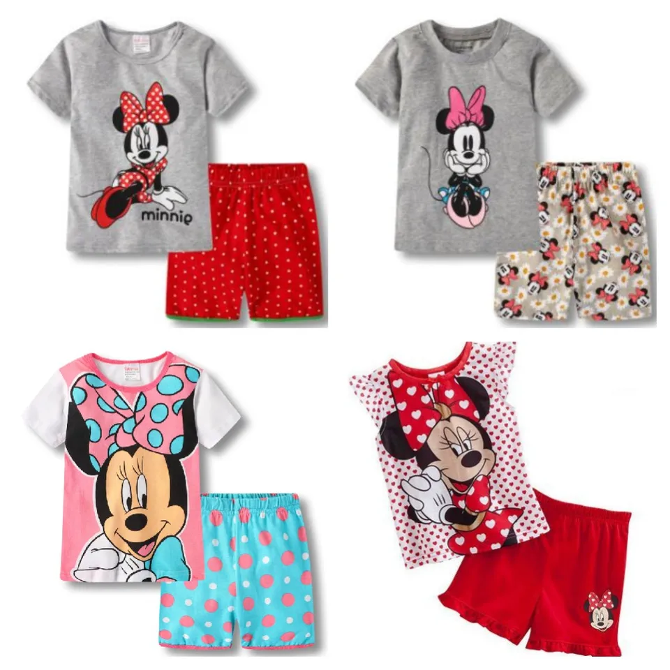 Nové deti s krátkym rukávom oblečenie pre batoľatá kostýmy Minnie oblečenie chlapcov pyžamy set girl detské košele sety