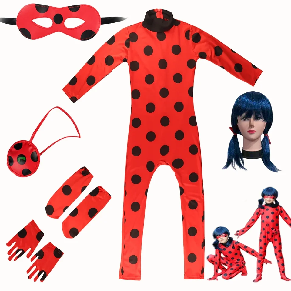 Nové detské anime kostým Ladybird so samostatnou očnou maskou Cosplay cosplay karnevalové pódium Performance Performance pre deti dievčatá