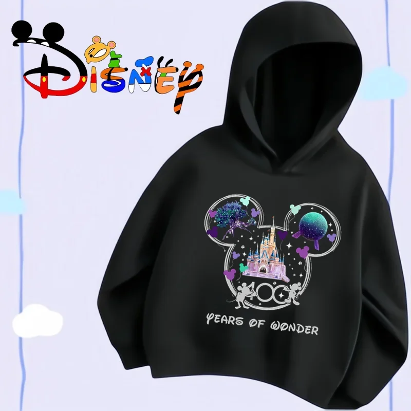 Nové detské kapucňa Fall Disney 100 rokov Mickey Cartoon Pattert Módne muži a ženy s kabátom detského kabátu s kabátom