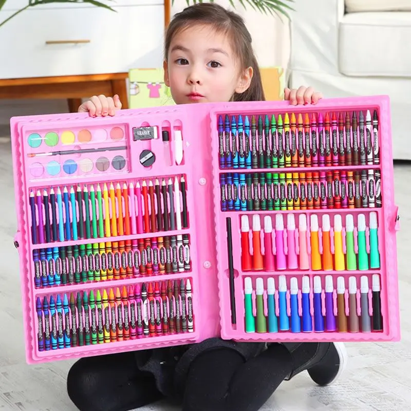 Nové detské kreslenie sada farebná ceruzka Crayon Watercolors Pens Rack Board Set Hračky maľba umelecké marker školské potreby Darčeky pre deti