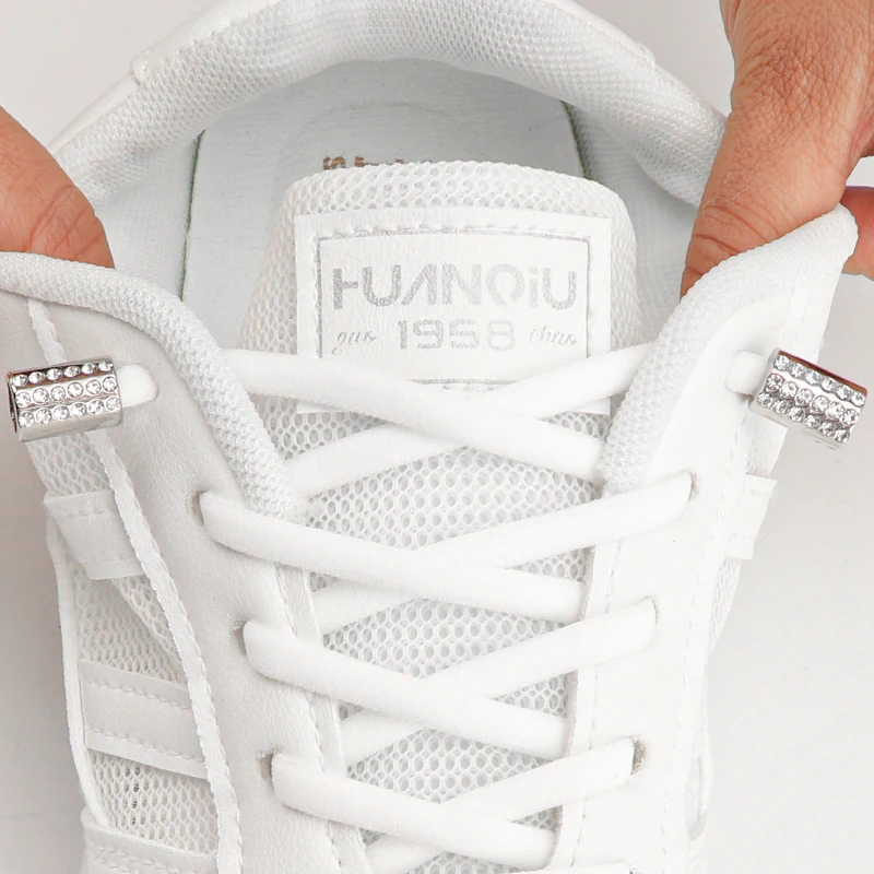 Nové diamantové zámky Shoelaces bez kravaty Ploché elastické topánky Tlámky topánky bez kravaty Shoelace gumové pásy na topánky