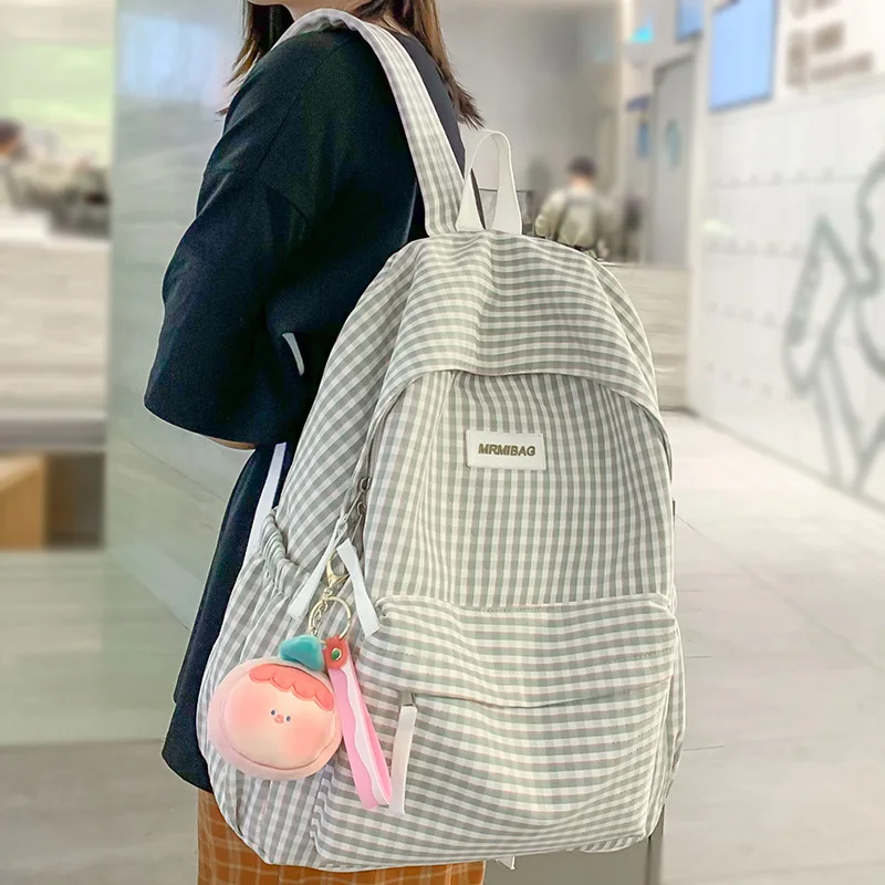 Nové dievča Plaid kawaii cestovná kniha batoh Lady mriežka móda módny ženský notebook na voľný čas batohová batohová školská taška
