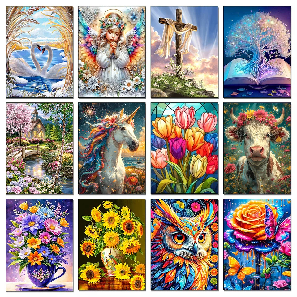 Nové DIY 5D Diamond Painting Farba Full Round Round Mosaic Landscape Diamond Diamond výšivka
