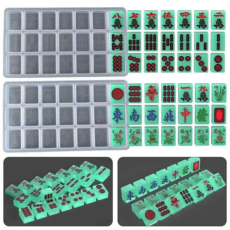 Nové DIY krištáľové epoxidové plesne výroba stroja Mahjong veľký znak 42 Mahjong