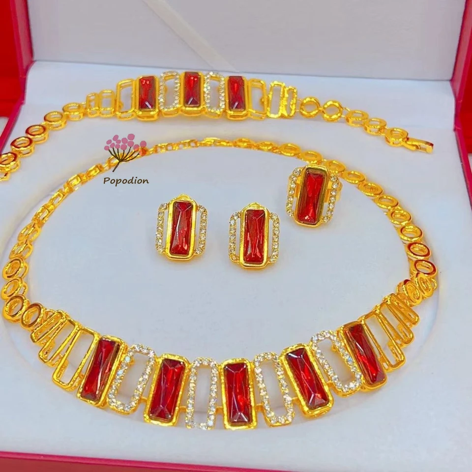 Nové Dubaj 24k Zlaté náhrdelníky Rings Rings náramky pre romantické svadobné oslavy šperky pre ženy DD10551