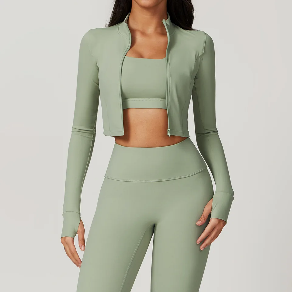 Nové dámske košele s dlhým rukávom Športové top Dámske dám štíhle tenké rukávy Rasting Rast Suring Running Zipper Fitness Top