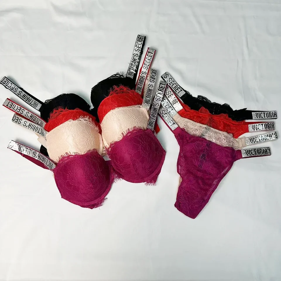 Nové dámske sexy podprsenka a nohavičky Set Pohodlné push Up Shapewear nastaviteľné zosadené zhromaždené zhromaždené Victoria's Secret Lingerie Set