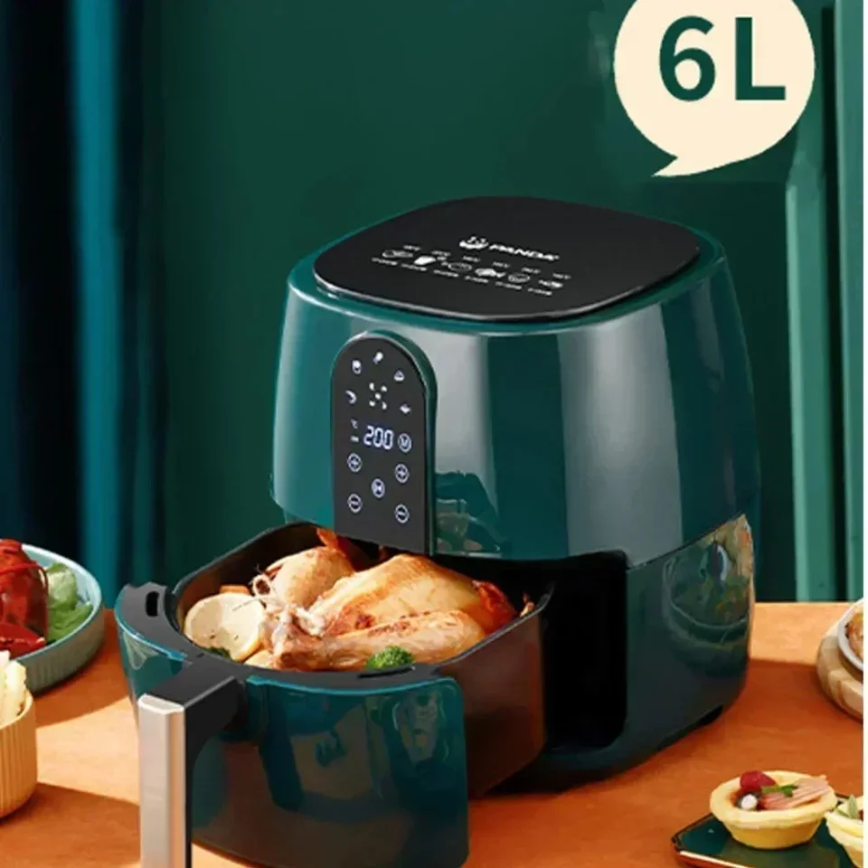 Nové elektrické vzduchové fritézy 4,5 l 6L veľkej kapacity inteligentná automatická domácnosť Multifunkcia LED dotykovej obrazovky Deep Fryer bez oleja