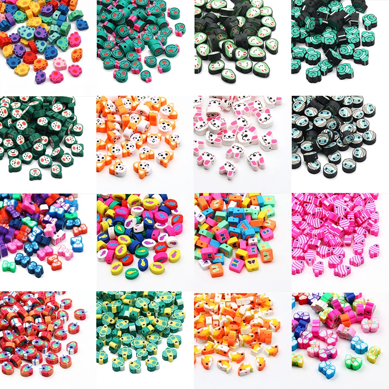 Nové farebné kreslené rybie ryby Butterfly Bird Polymér Clay Spacer Percers Loose Loads pre šperky výroby náramkov Náramok