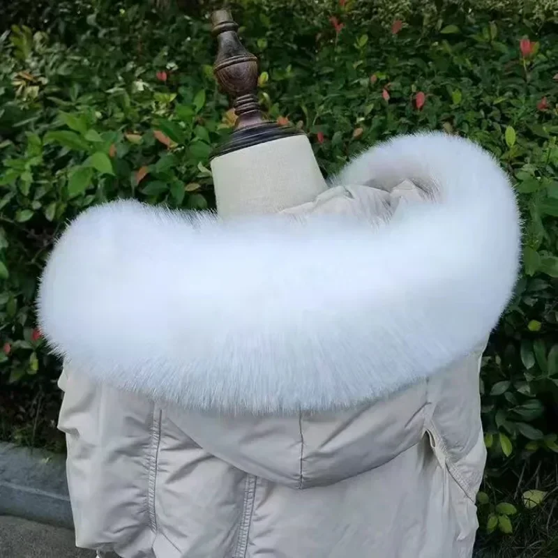 Nové faux líšky kožušinové kožušiny Zimné ženy falošné šatky šály pre kabát teplejšie dekorácie Furry Hood TRIMS PARAS BUAND FURS CHASLE Šály