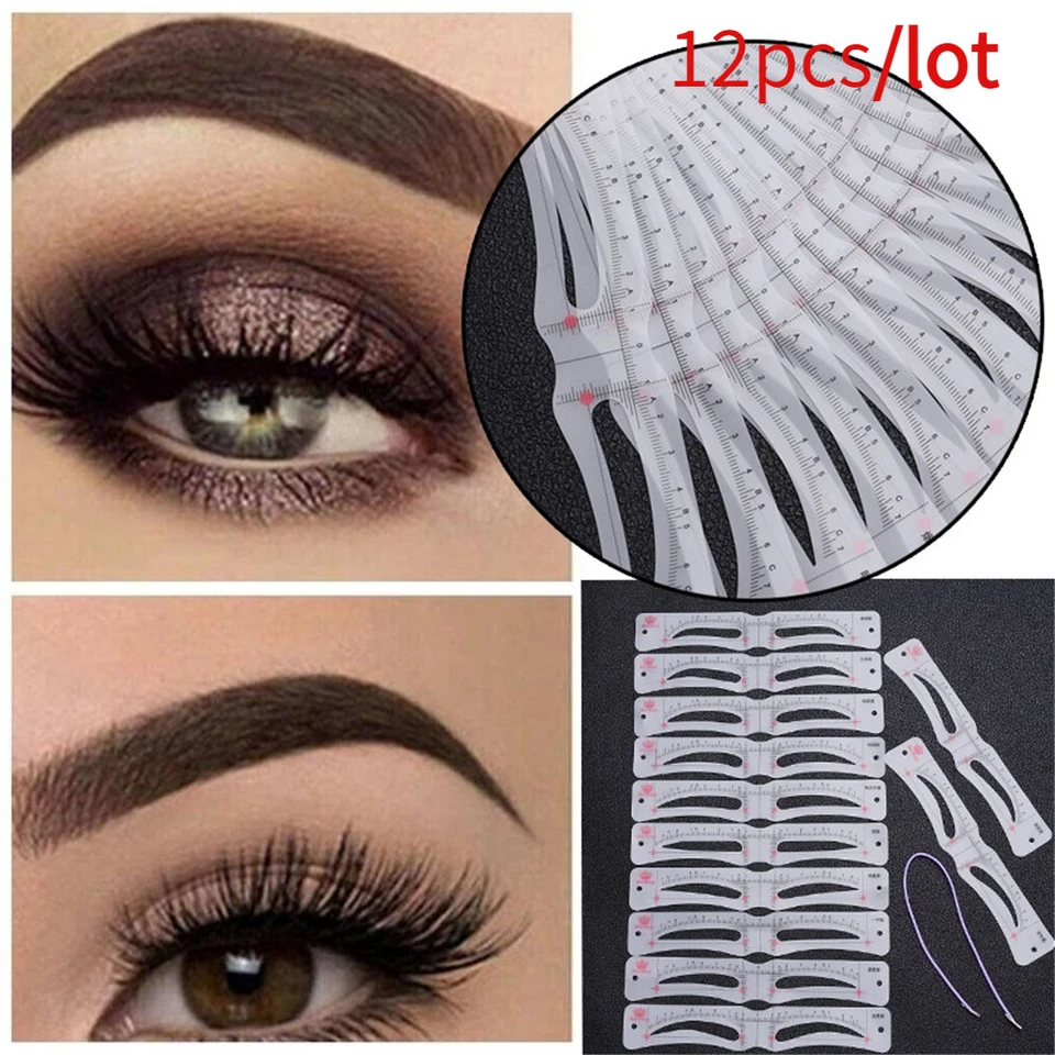 Nové fixovateľné obočie Stencil Grooming Shaper Template Set Opätovné použiteľné nálepky Make -up kozmetické nástroje pre ceruzku na perá pero pre očné obočie