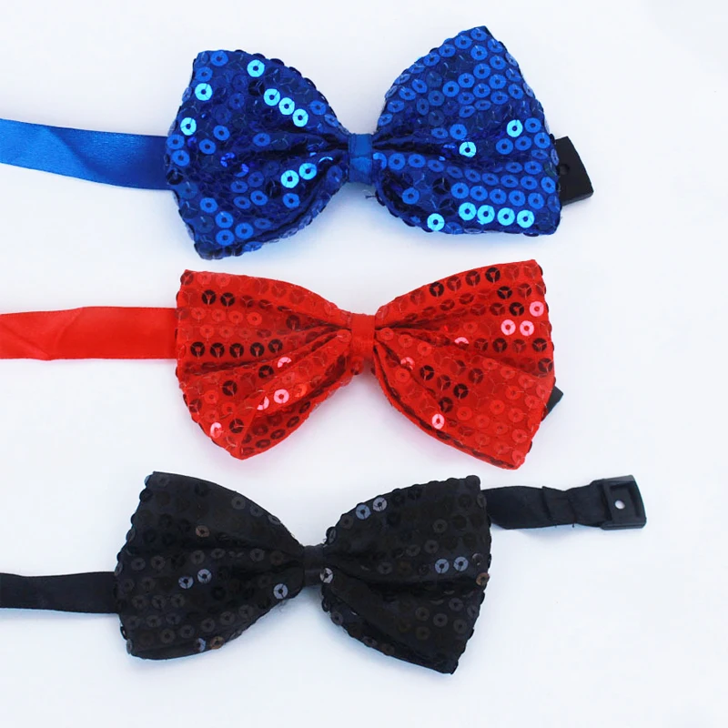 Nové flitry Bowtie Stage Performance TIE For Men Woman Fashion Team Dance Bowknot Paillette Farebná párty lesklé flitry motýli