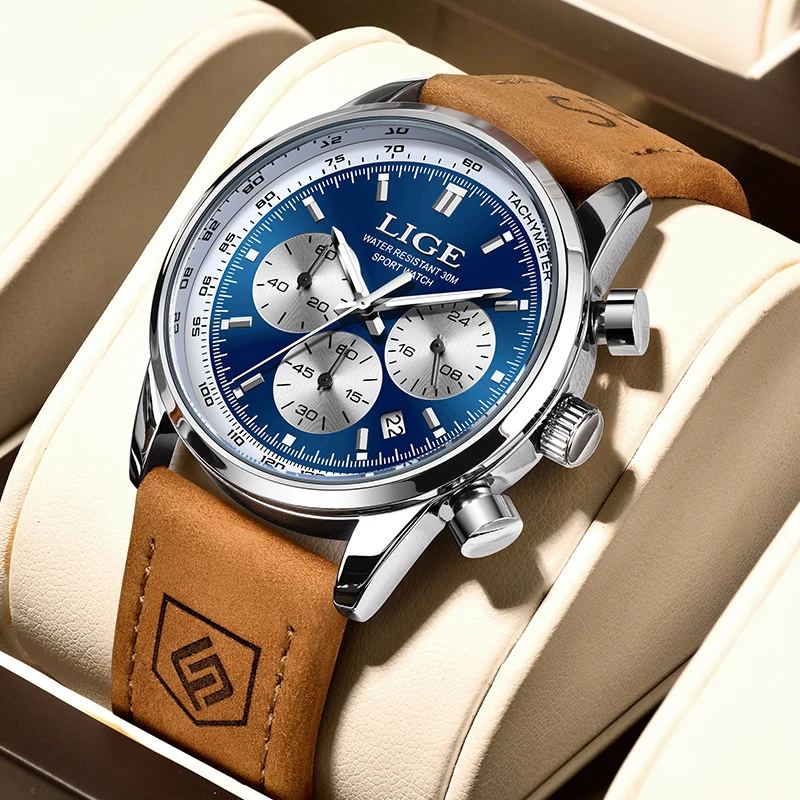 Nové hodinky pre mužov Top luxusná značka Lige Quartz Men Watch Sport Witerprope Wrist Watches Chronograph Dátum relogio maskulino
