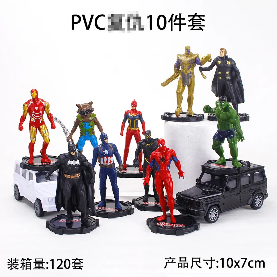 Nové horúce hračky 10ks/set model bábiky Marvel The Avengers Anime Figures Spider-Man Thor Iron Man Superman
