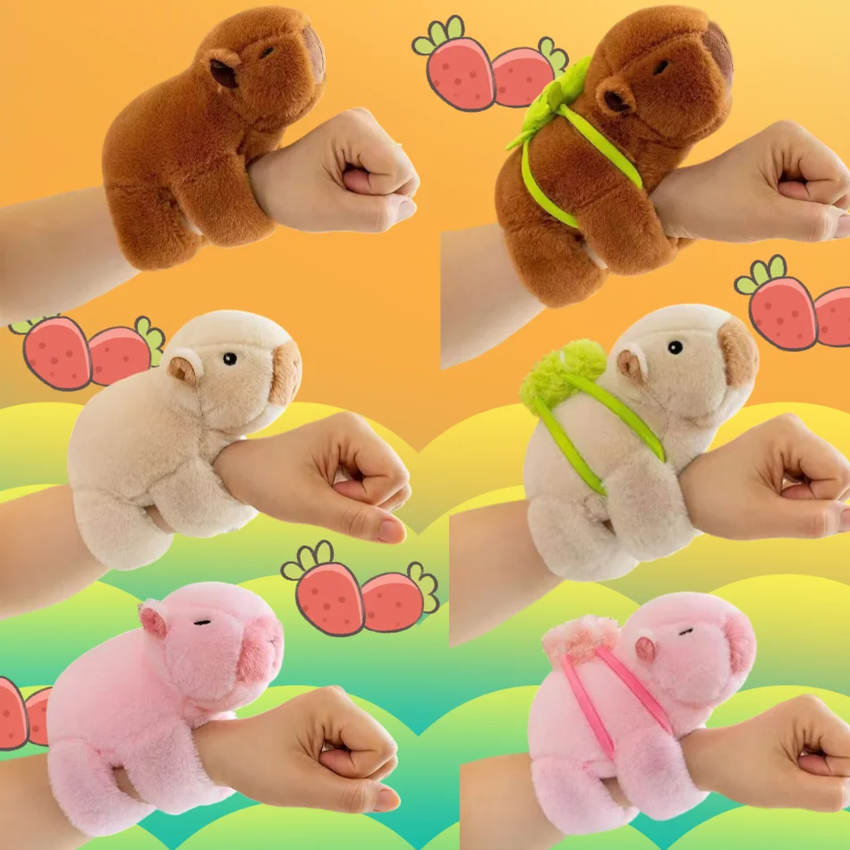 Nové hračky Caphybara Clap Circle Hračky Scvap Snap Wrap náramok náramok Capybara Plush Ručne kruh Fun Pop Circles Kids vianočný darček