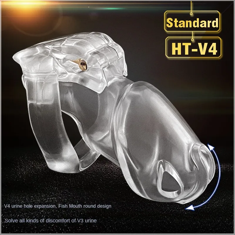 Nové HT-V4 Chastity Cage Zariadenie Mužská klietka klietka 4 Veľkosti Penis prsteň Penis Penis Lock Bondage Bondage Belt Fetish Sex Hračky pre muža Gay