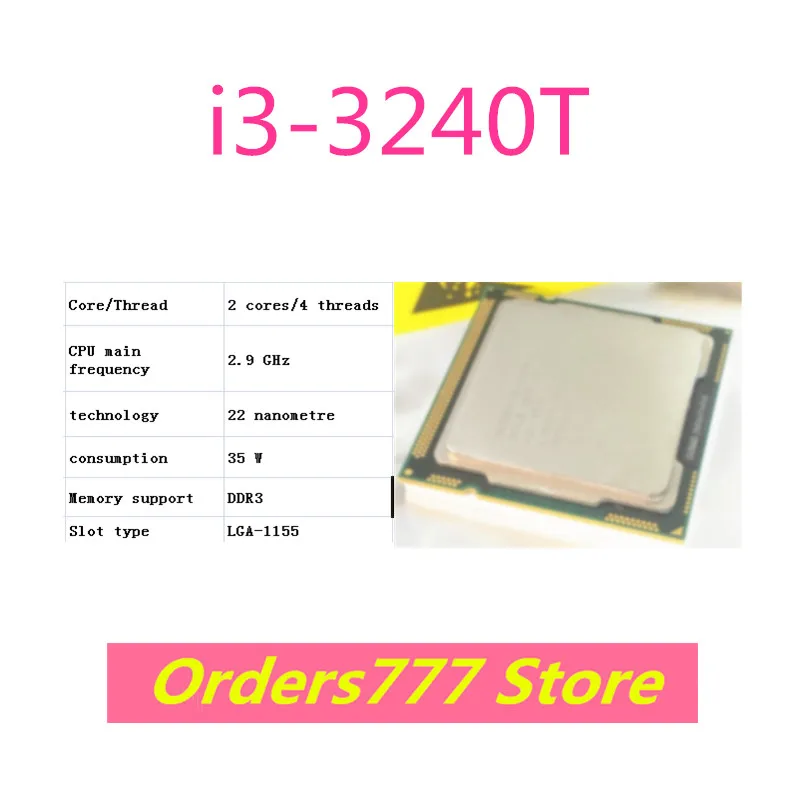 Nové importované originálne I3-3240T 3240T 3240 CPU Duálne jadro Four vlákno 1155 2,9 GHz 35W 22nm DDR3 DDR4 zabezpečenie kvality 22nm 22nm