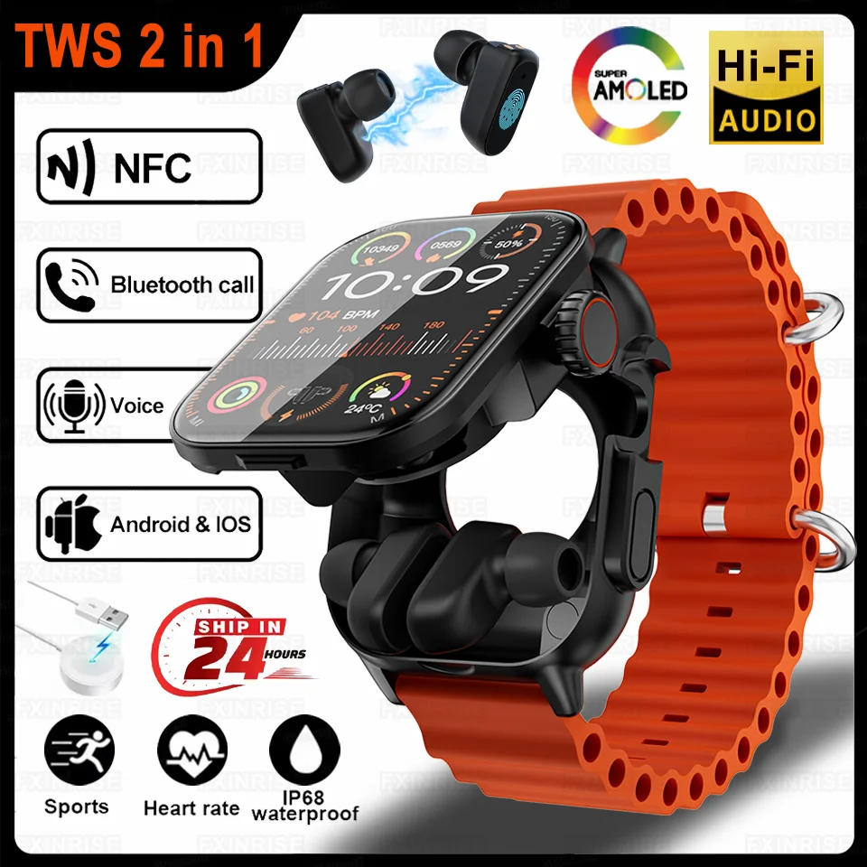 Nové inteligentné hodinky 2 IN1 s slúchadlami Smartwatch Bluetooth Call Men Sledujte GPS Stop srdcový frekvencia Monitor Play hudba Smartwatch Women
