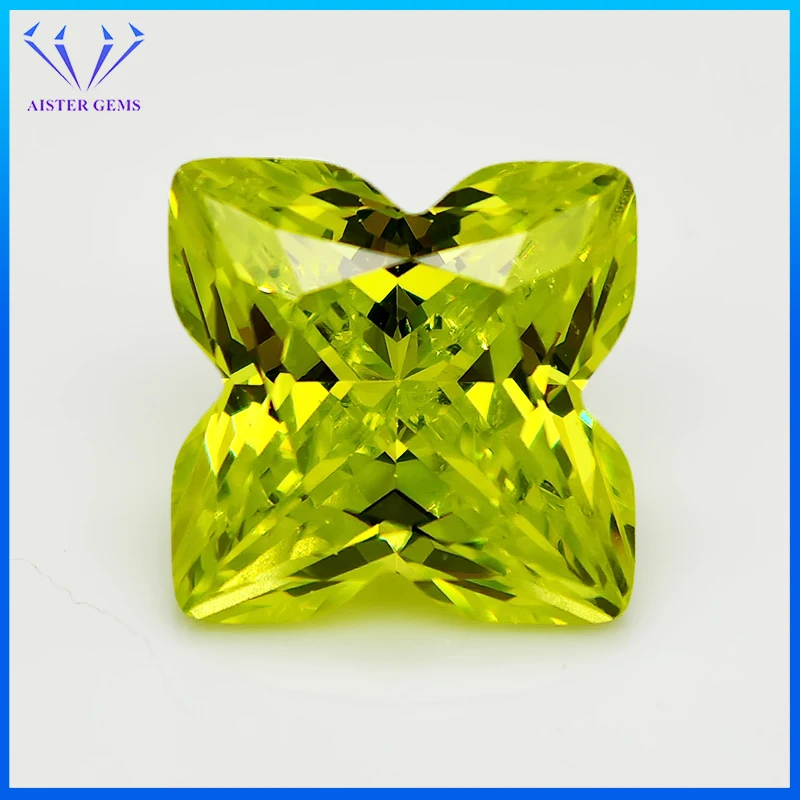 Nové jablko Green 6x6mm/7x7mm sliviek Blossom Cut Cubic Zirconia Stones Loose Gemstone pre šperky na výrobu šperkov