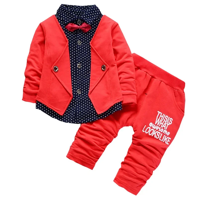 Nové jarné jesenné detské oblečenie chlapci Gentleman Suit Children Fashant Jacket Pants 2ks/Set batoľa Casual Costume Kids Tracksuits