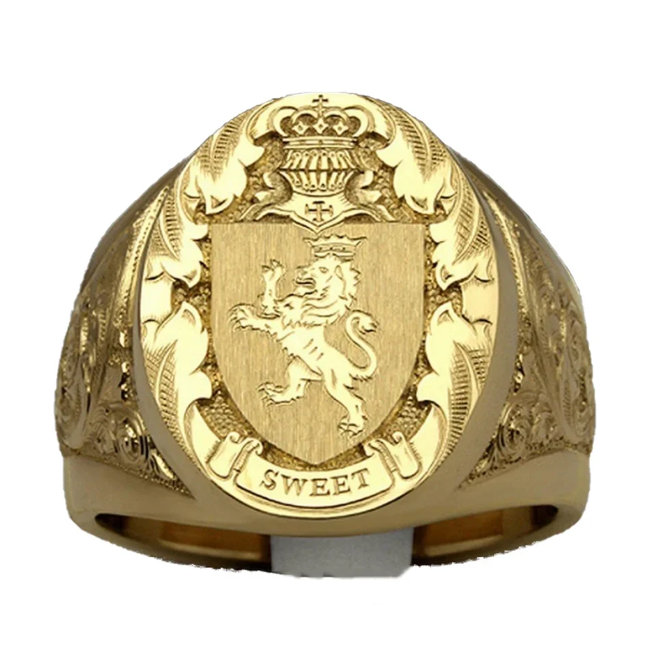 Nové jednoduché menšinové trend koruna lev Ring Royal Seal Ring Personalizovaný kreatívny pouličný hip hop punk punk party party darčekové doplnky