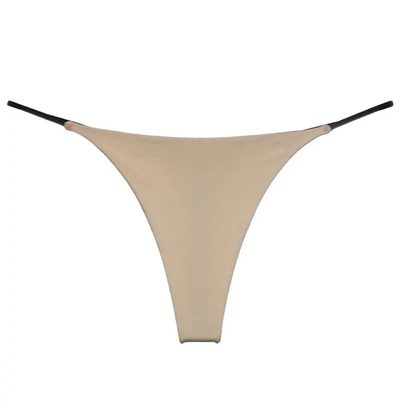 Nové jednoduché sexy tangé remienky na tenký remienok Dámsky s nízkym pásom G-Strings Pevná farba dvojvrstvová bezšvové bikiny spodky pláž