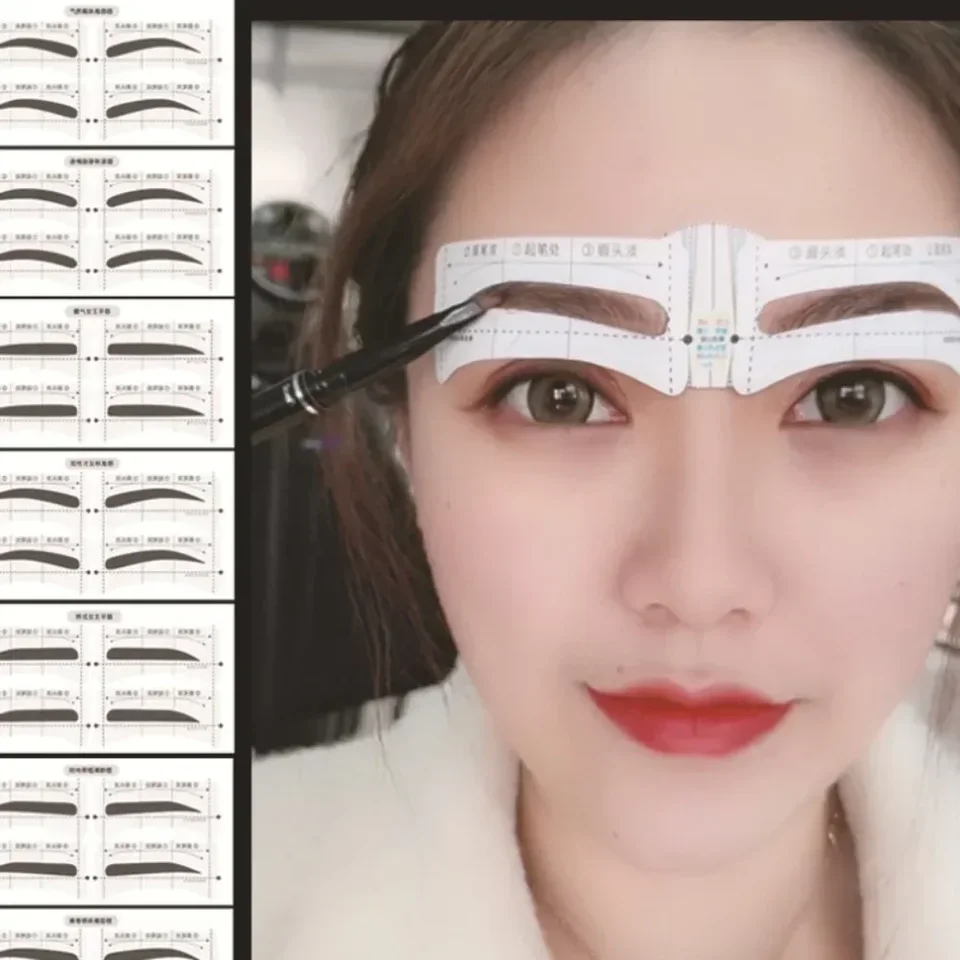 Nové jednorazové nálepky na šablónu obočia Stenby upravujúca šablónu Shaper Profesionálne oči make -up šablón